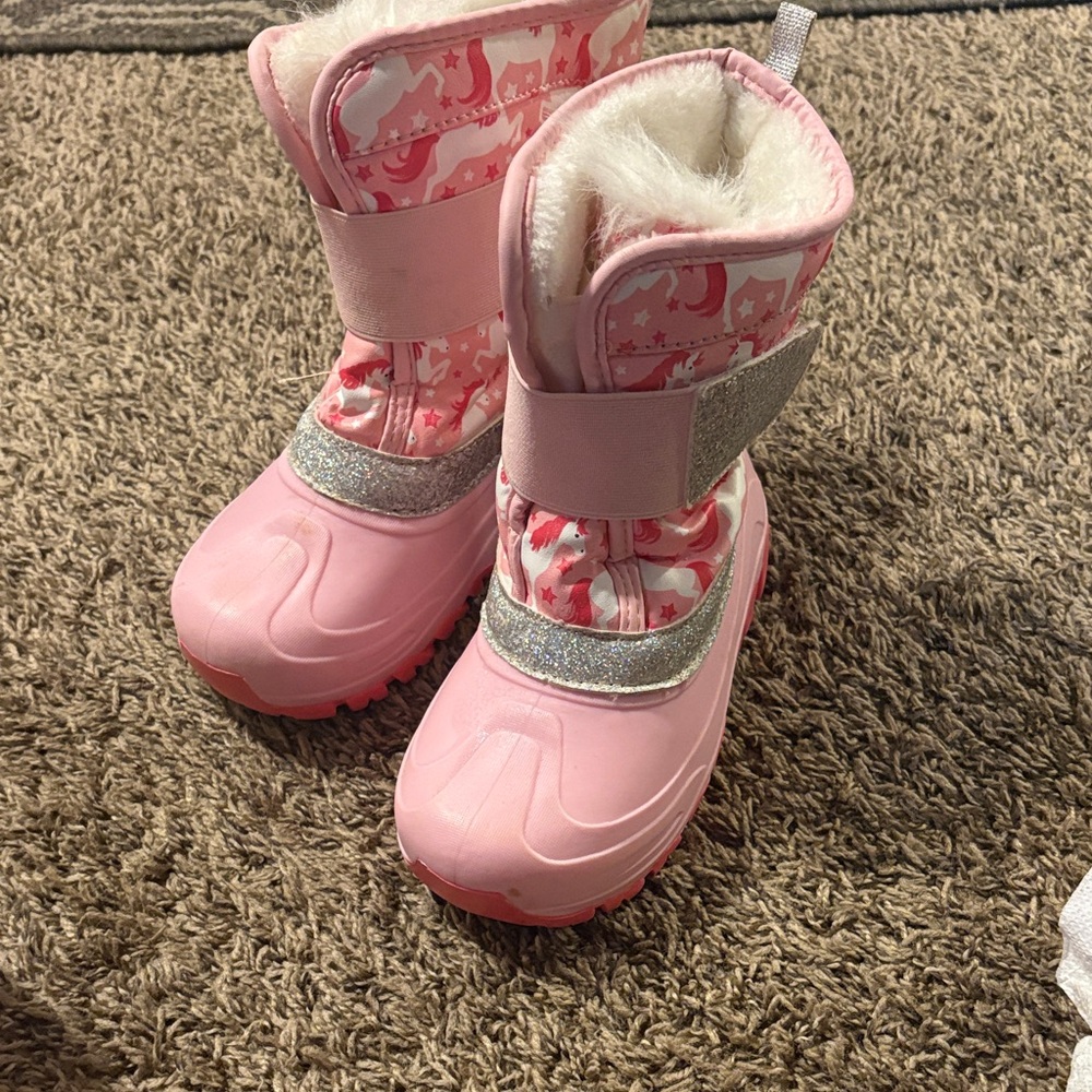 Cute Pink and Silver Winter Boots for Kids